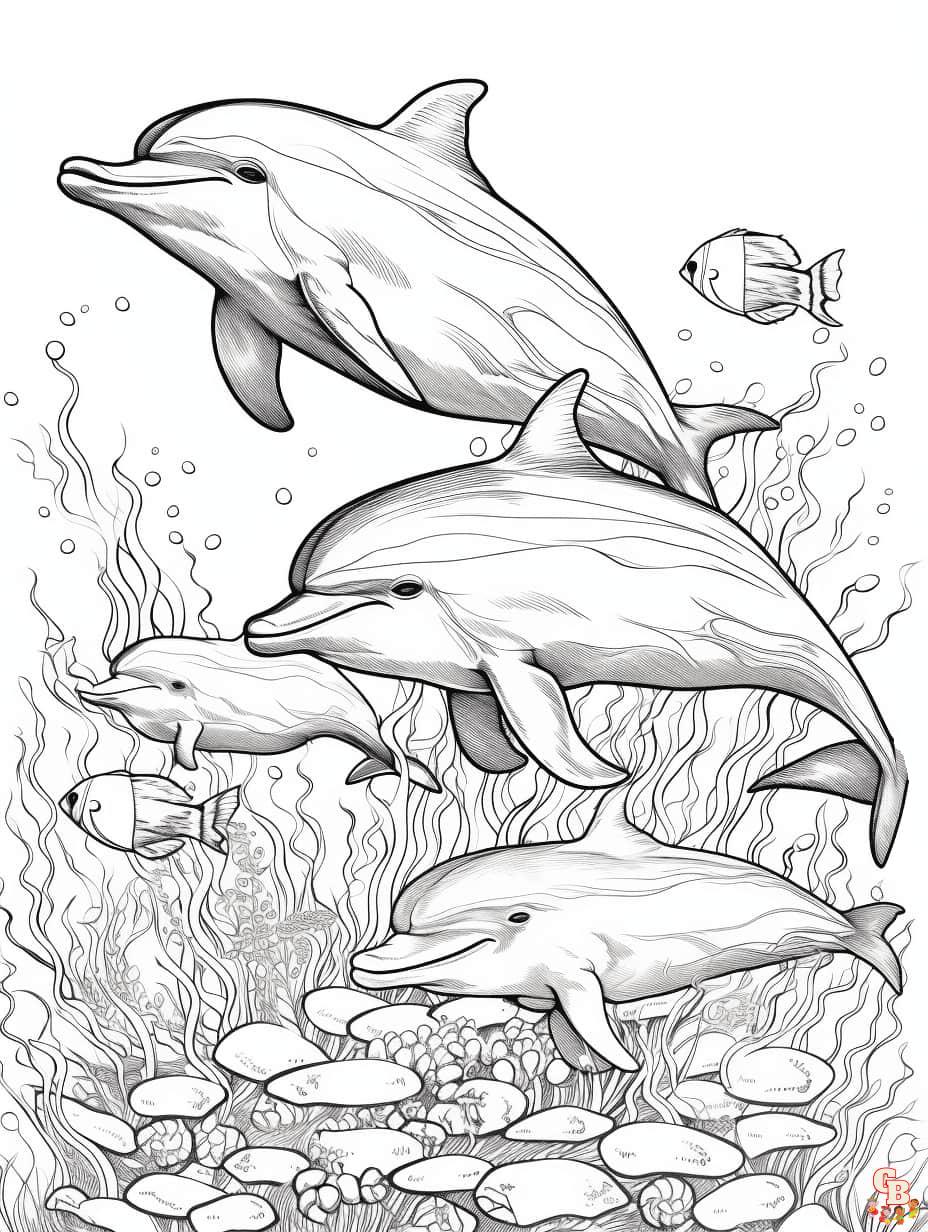 Dolphins coloring pages 7