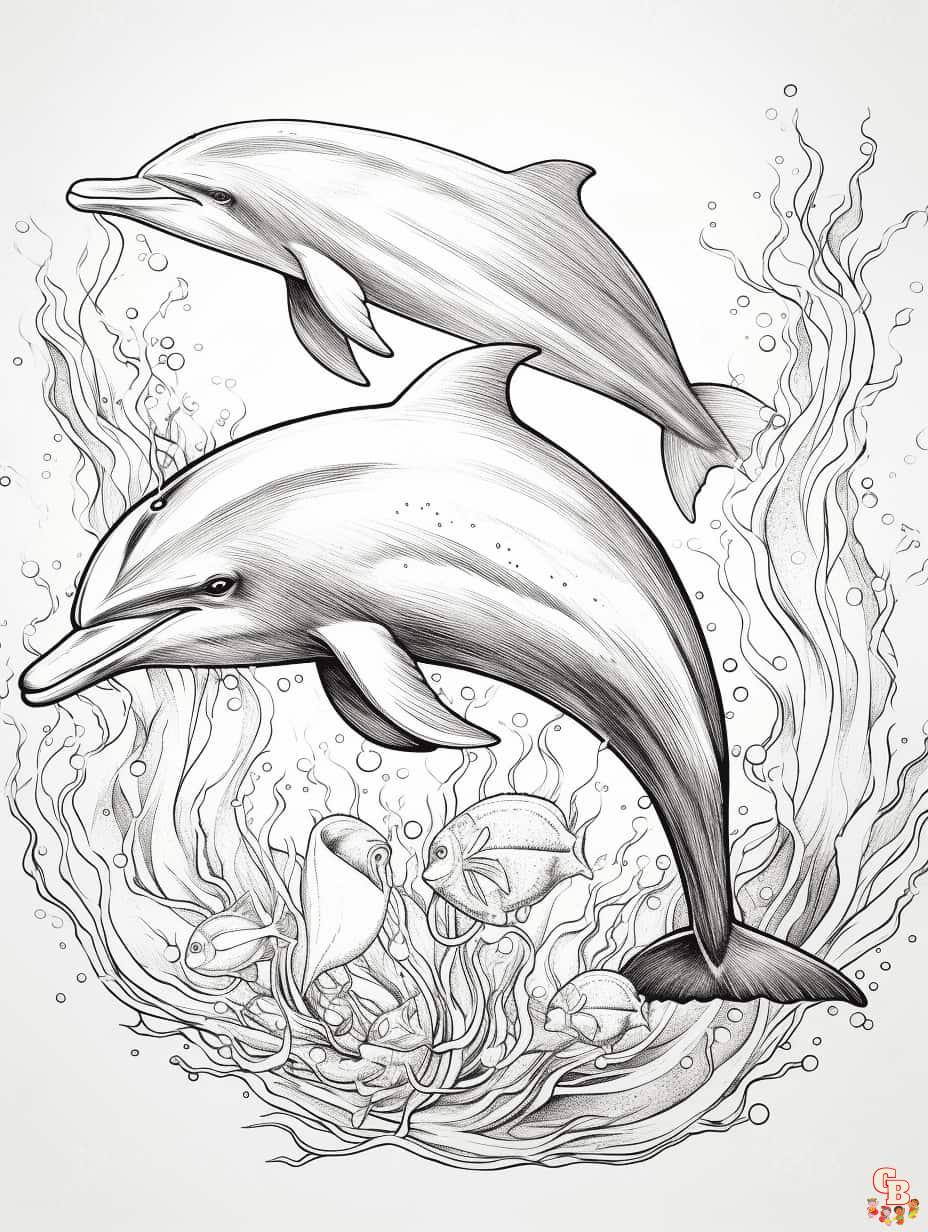 Dolphins coloring pages 8