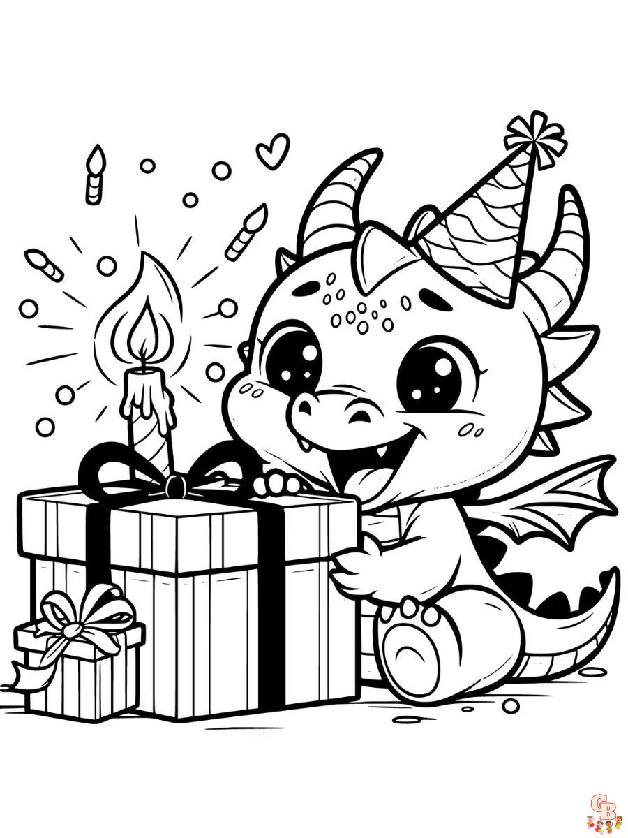 Dragon Happy Birthday coloring pages free