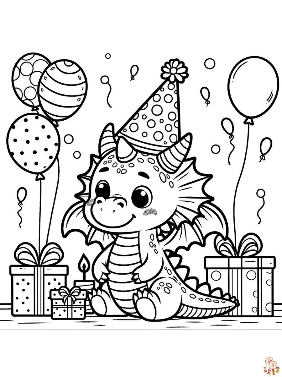 Dragon Happy Birthday coloring pages to print