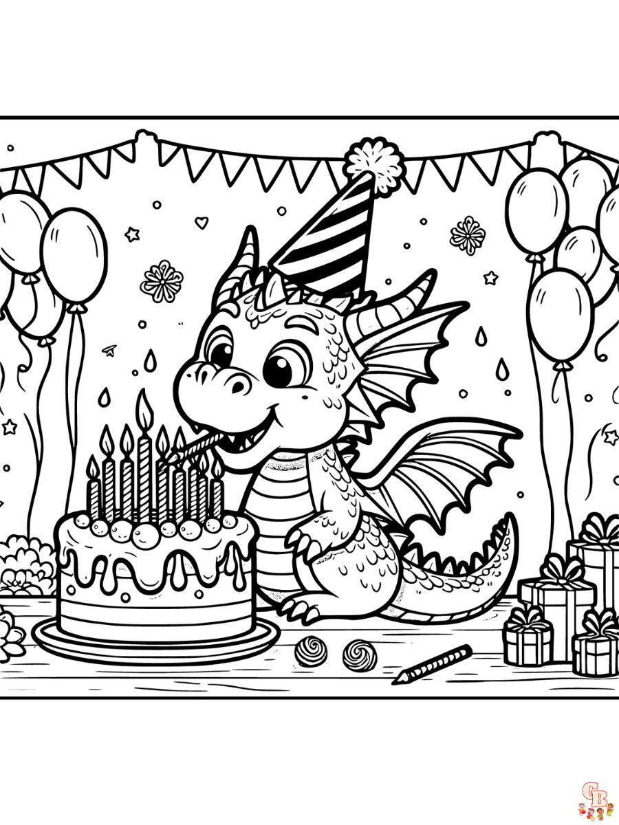 Dragon Happy Birthday coloring pages