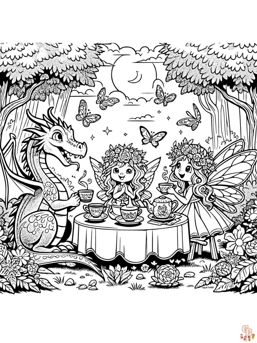 Dragons and Fairies Coloring Pages for kids