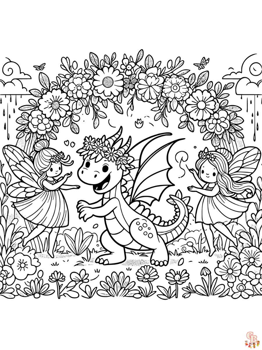 Dragons and Fairies Coloring Pages free