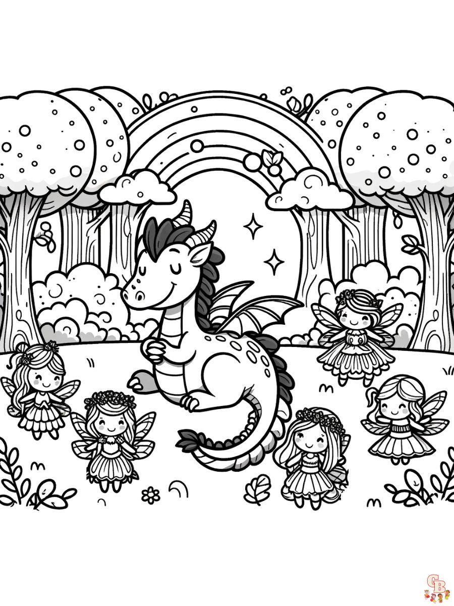 Dragons and Fairies Coloring Pages printable