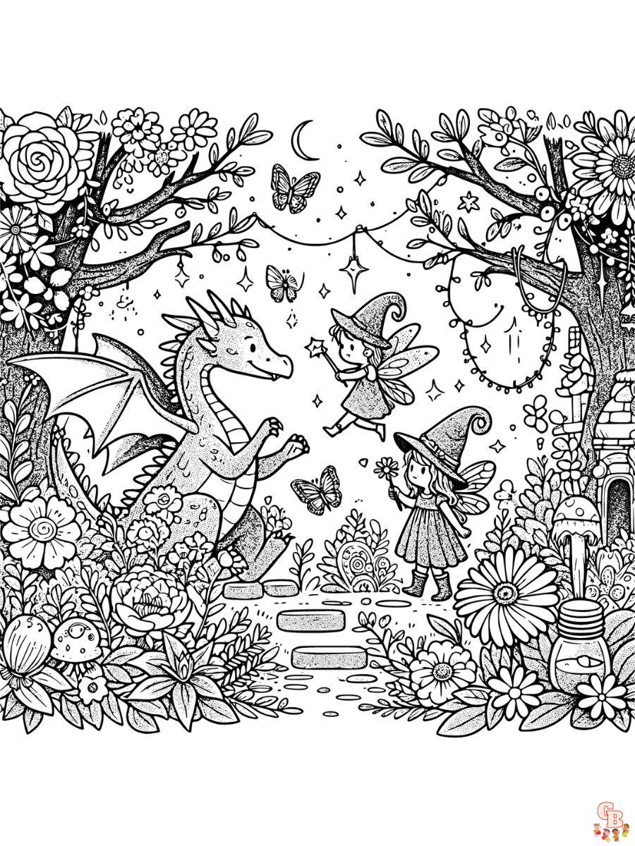 Dragons and Fairies Coloring sheets