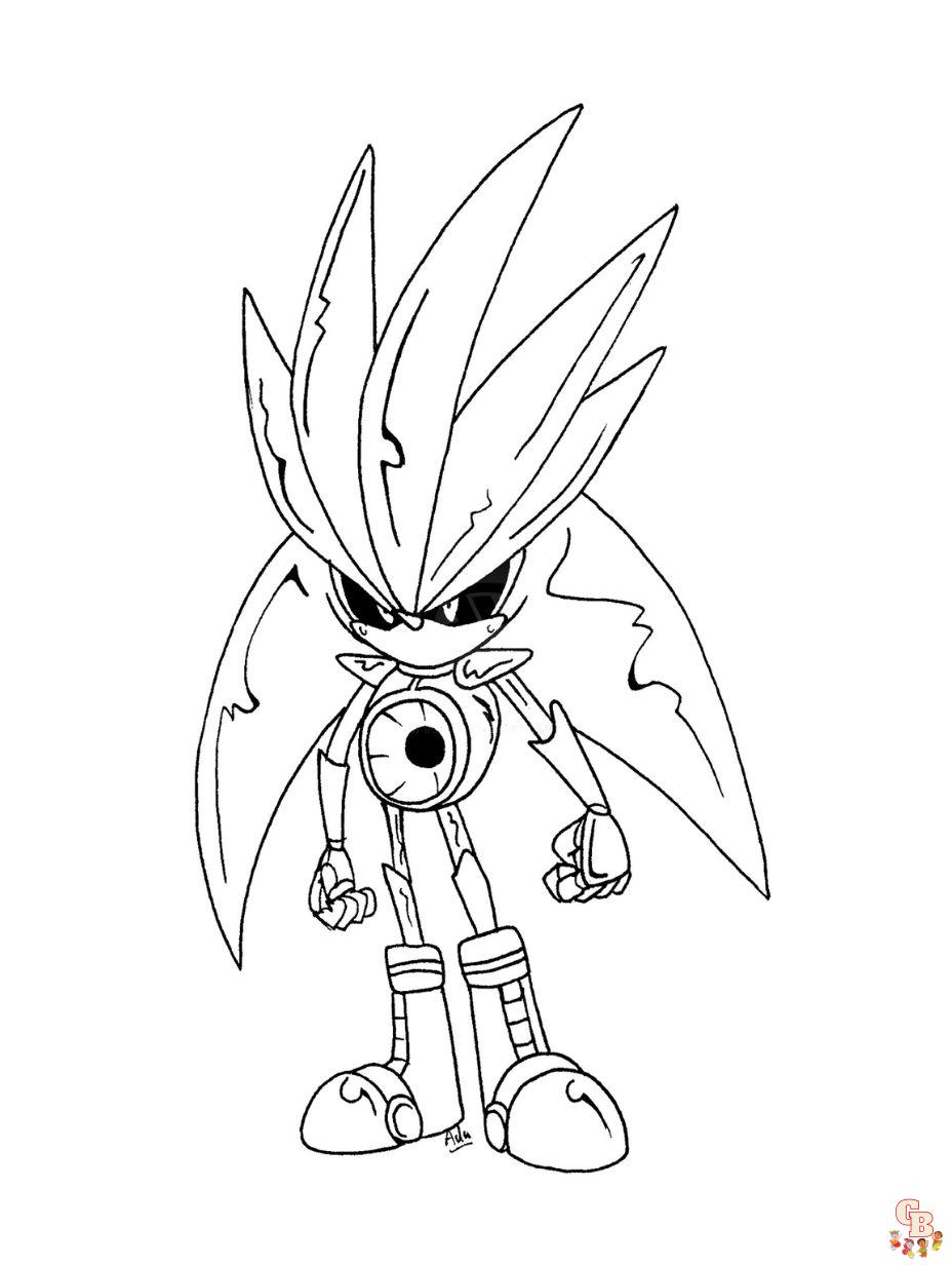 Easy Metal Sonic Coloring Pages