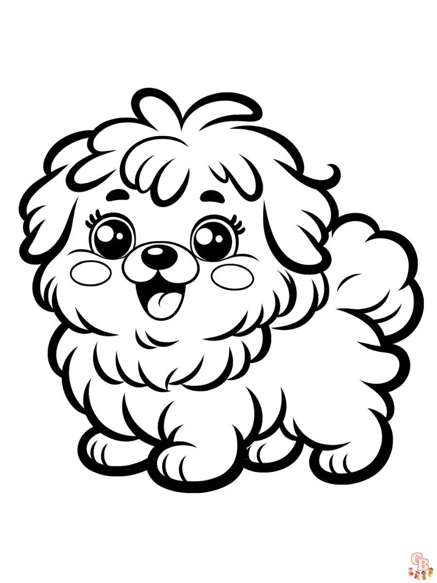 Fluffy Dog Coloring Pages printable