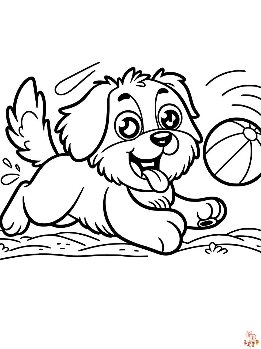 Free Dog Try To Catch The Ball coloring pages