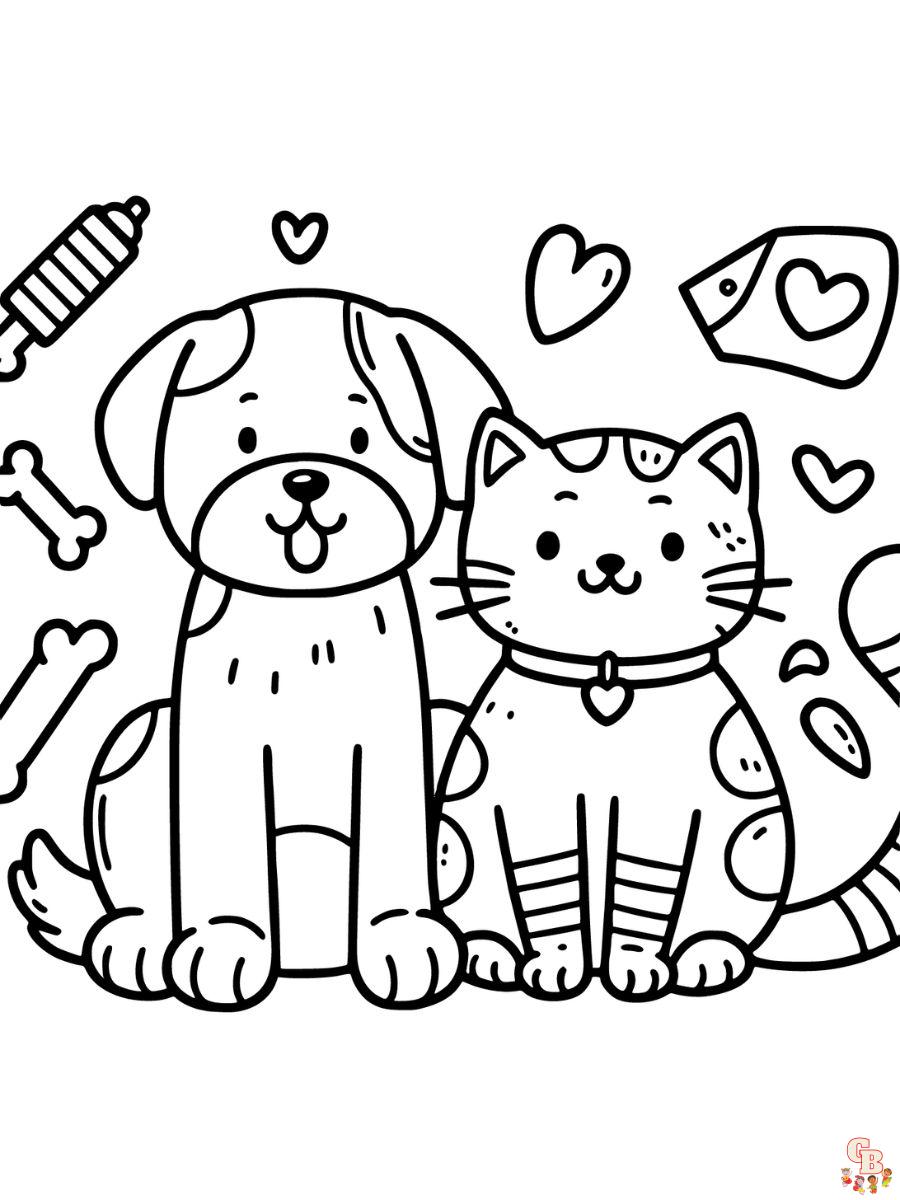 Free Dogs and Cats Coloring Pages