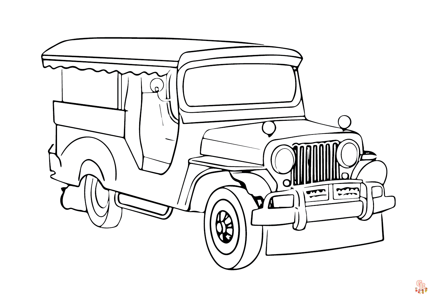 Free Jeepney coloring pages for kids