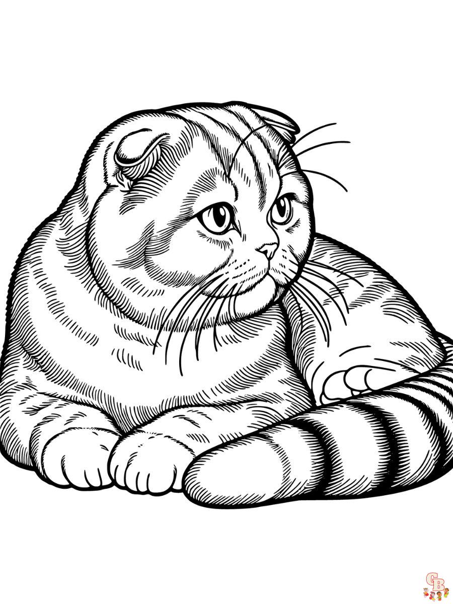 Free Scottish Fold cat coloring pages