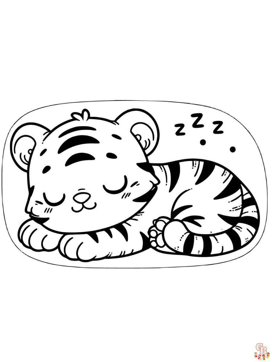 Free Sleeping Tiger Coloring Pages