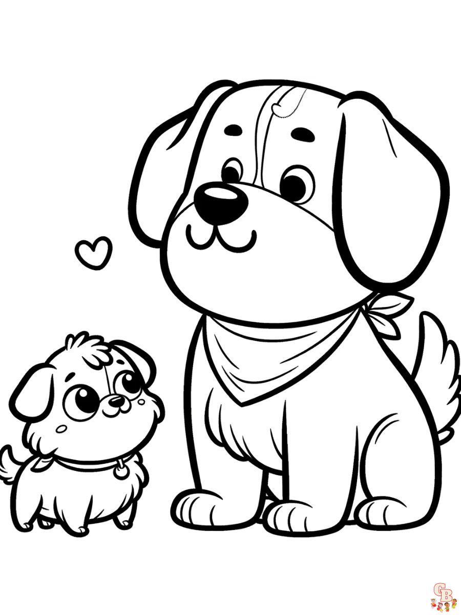 Free Small Dog and Big Dog coloring pages