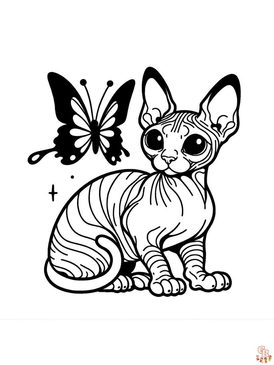 Free Sphynx cat coloring pages