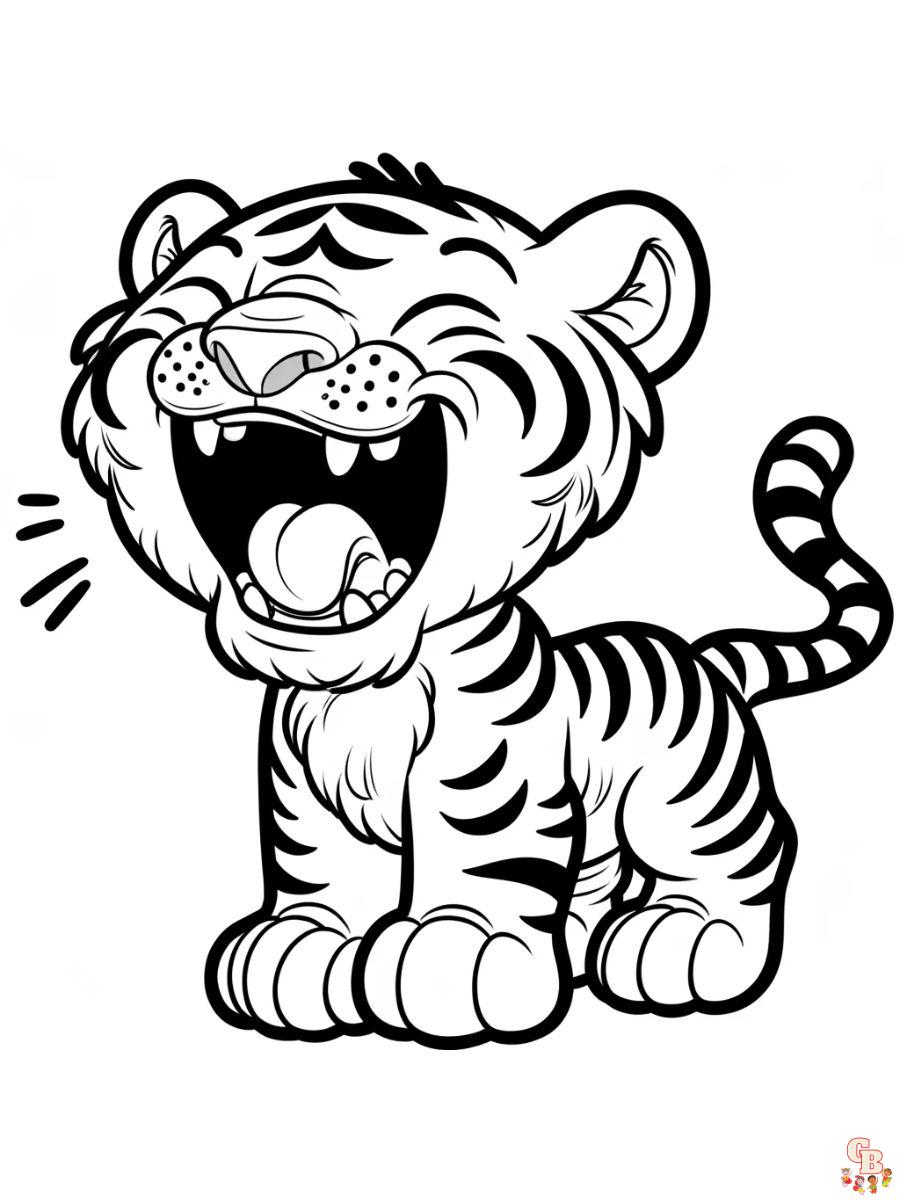 Free Tiger Roaring Coloring Pages