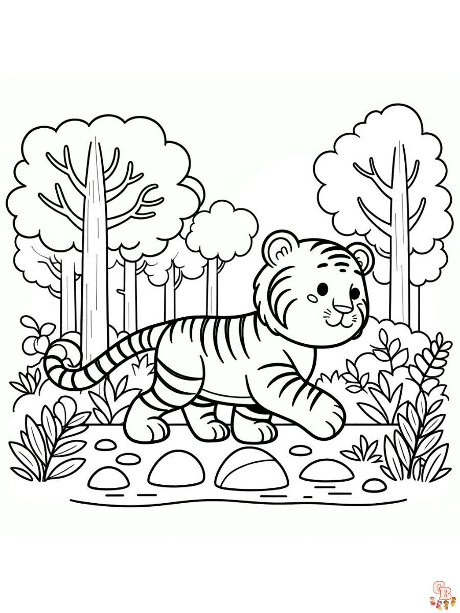 Free Tiger Walks Coloring Pages