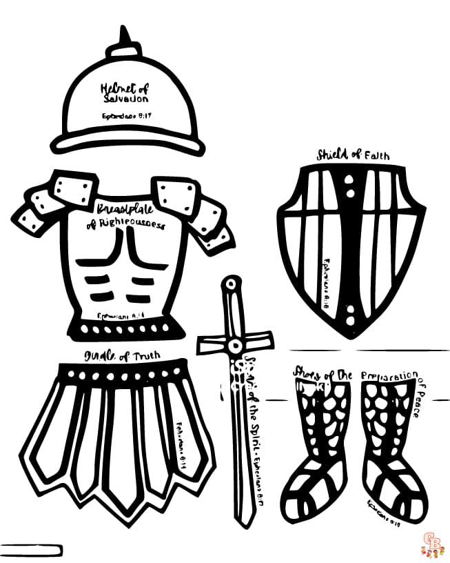 Free armor of god coloring pages for kids