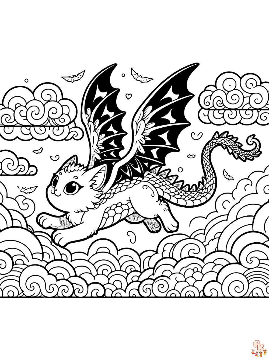 Free cat dragon coloring pages