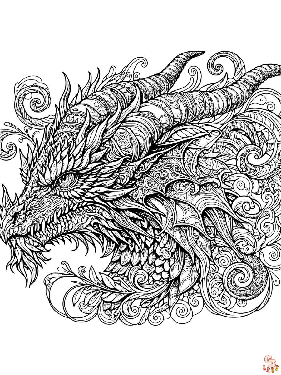 Free dragon head coloring pages