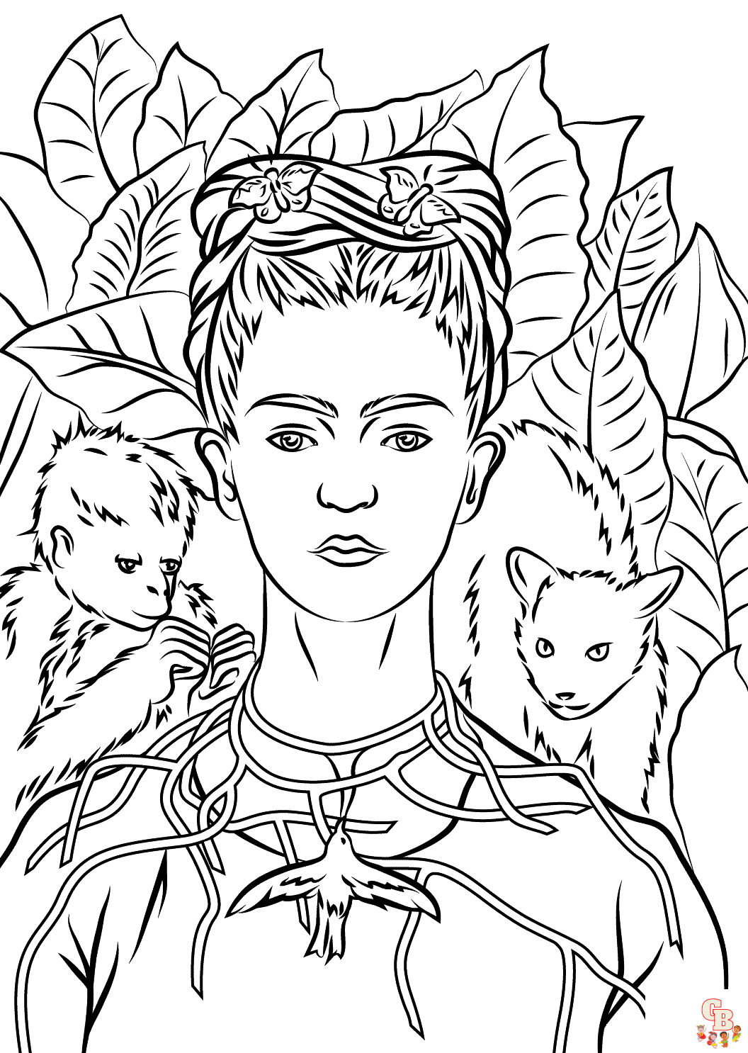 Free frida kahlo coloring pages for kids