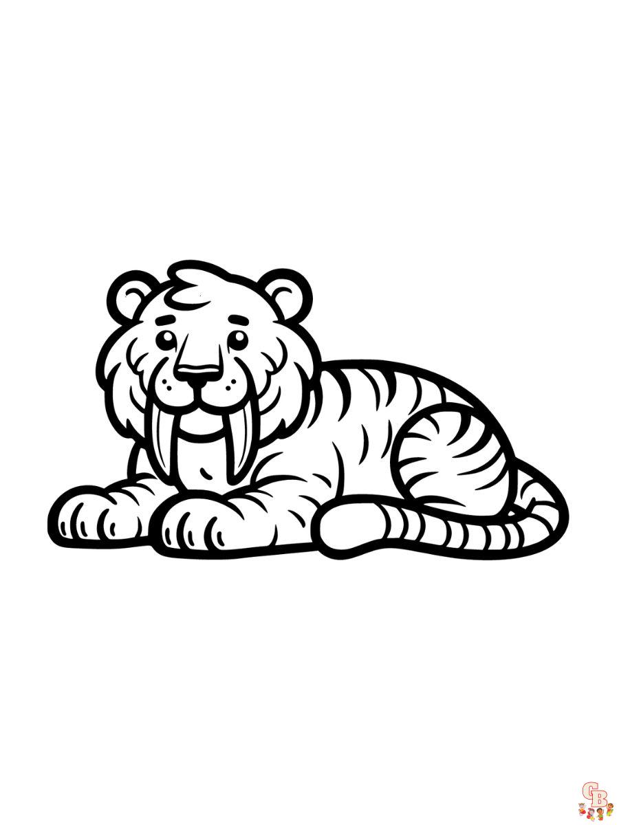 Free saber tooth tiger coloring pages