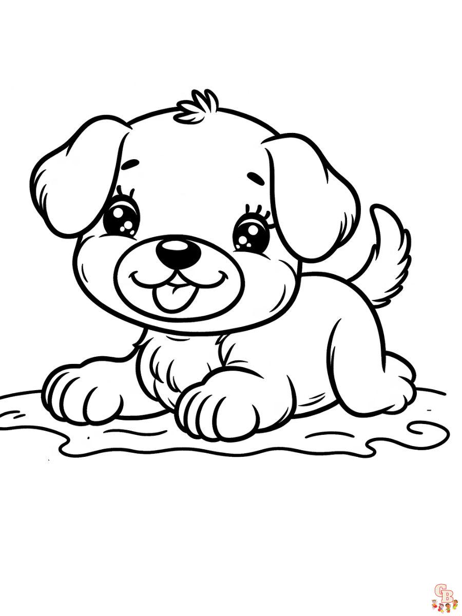 Happy Baby Dog coloring pages easy