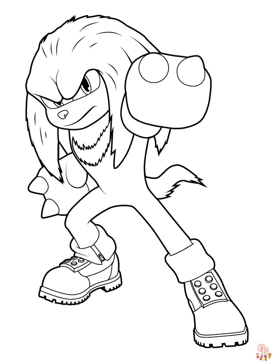 Knuckles standing Coloring Pages