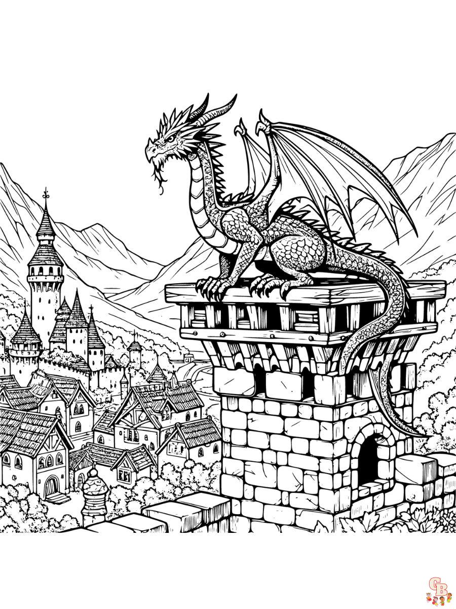 Medieval Dragon Coloring Pages free