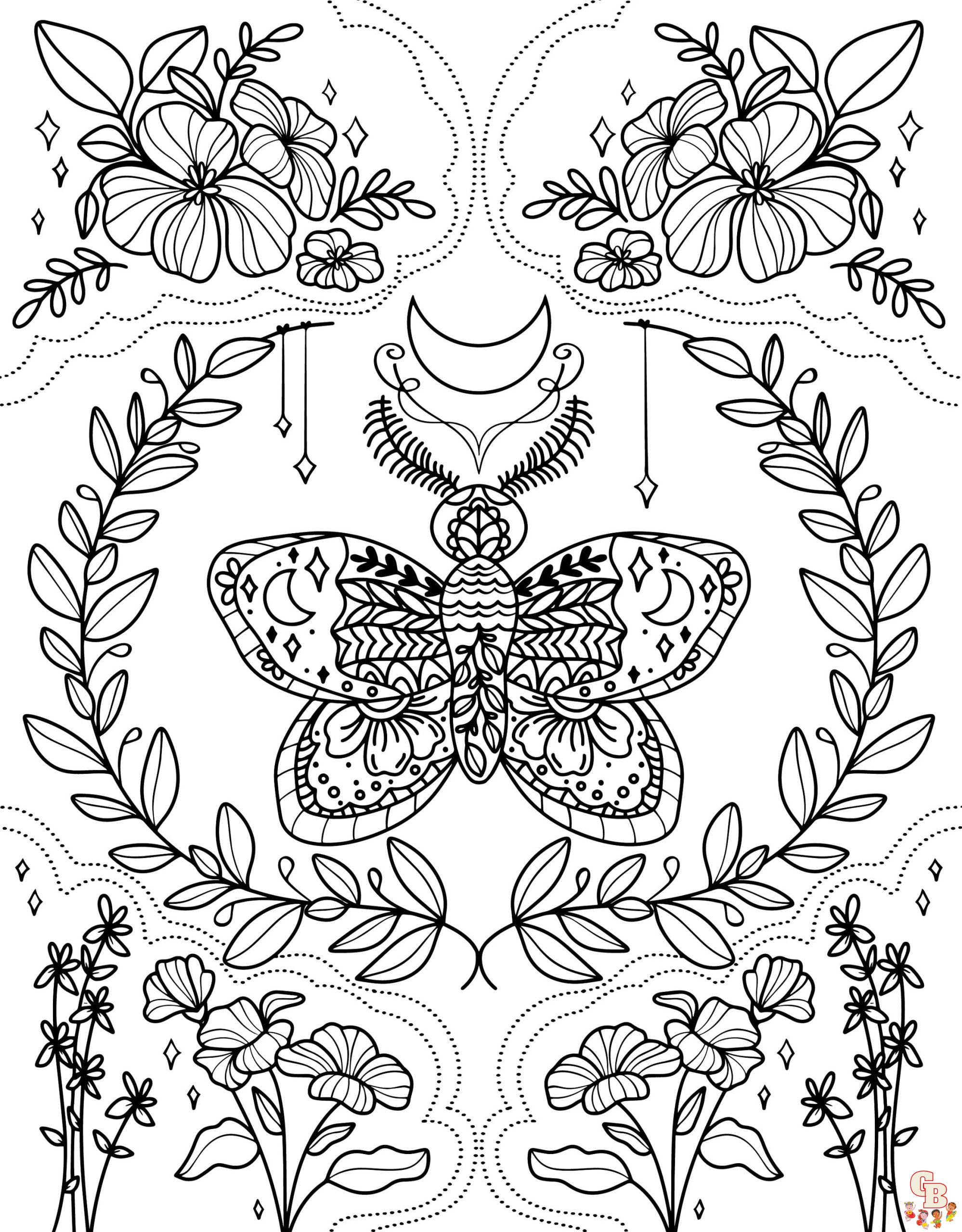 Moth coloring pages free