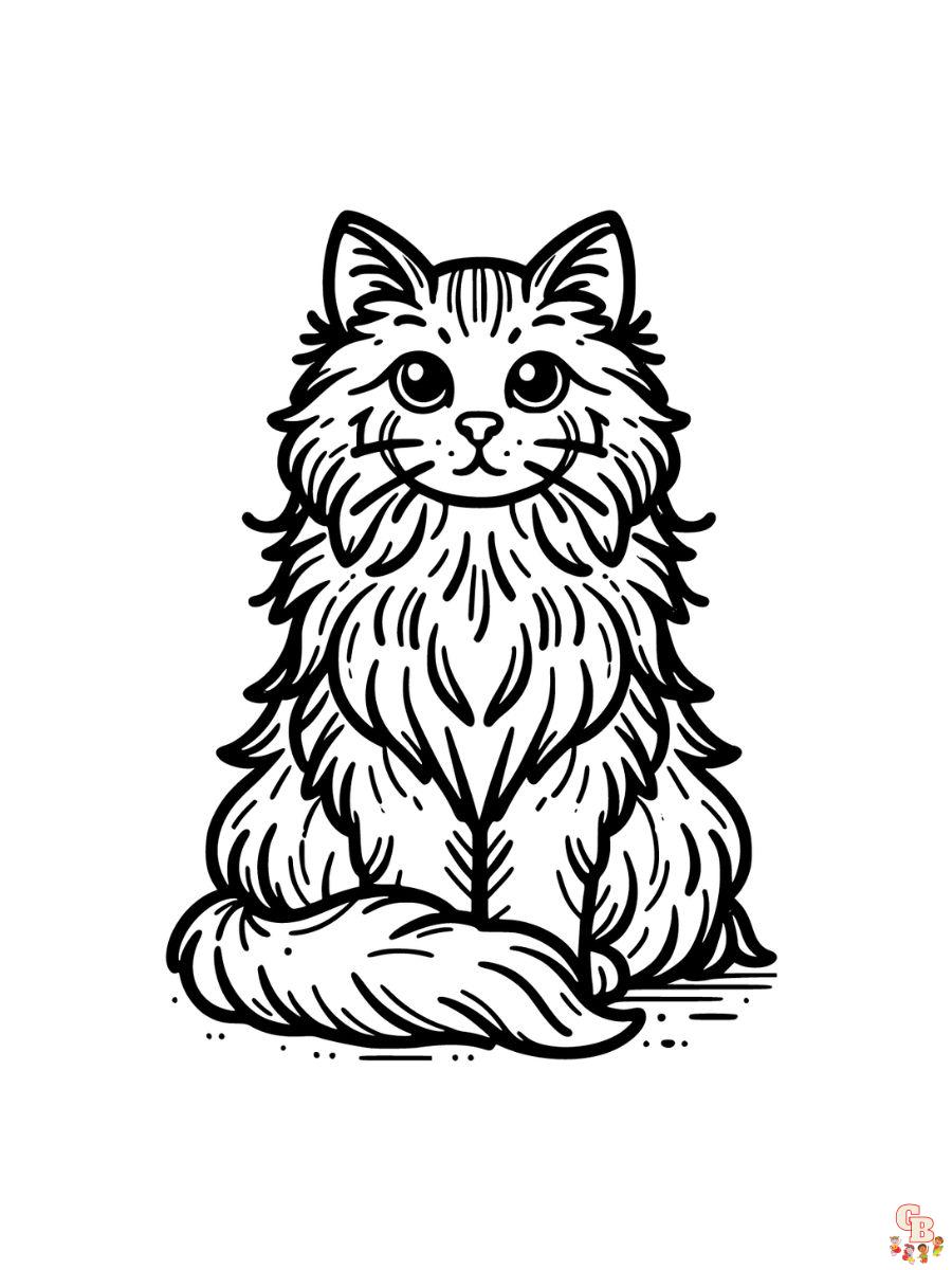 Norwegian Forest Cat coloring pages for kids