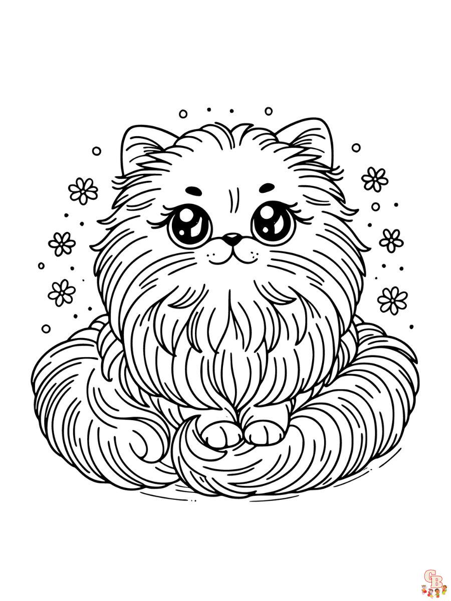 Persian cat coloring pages for kids