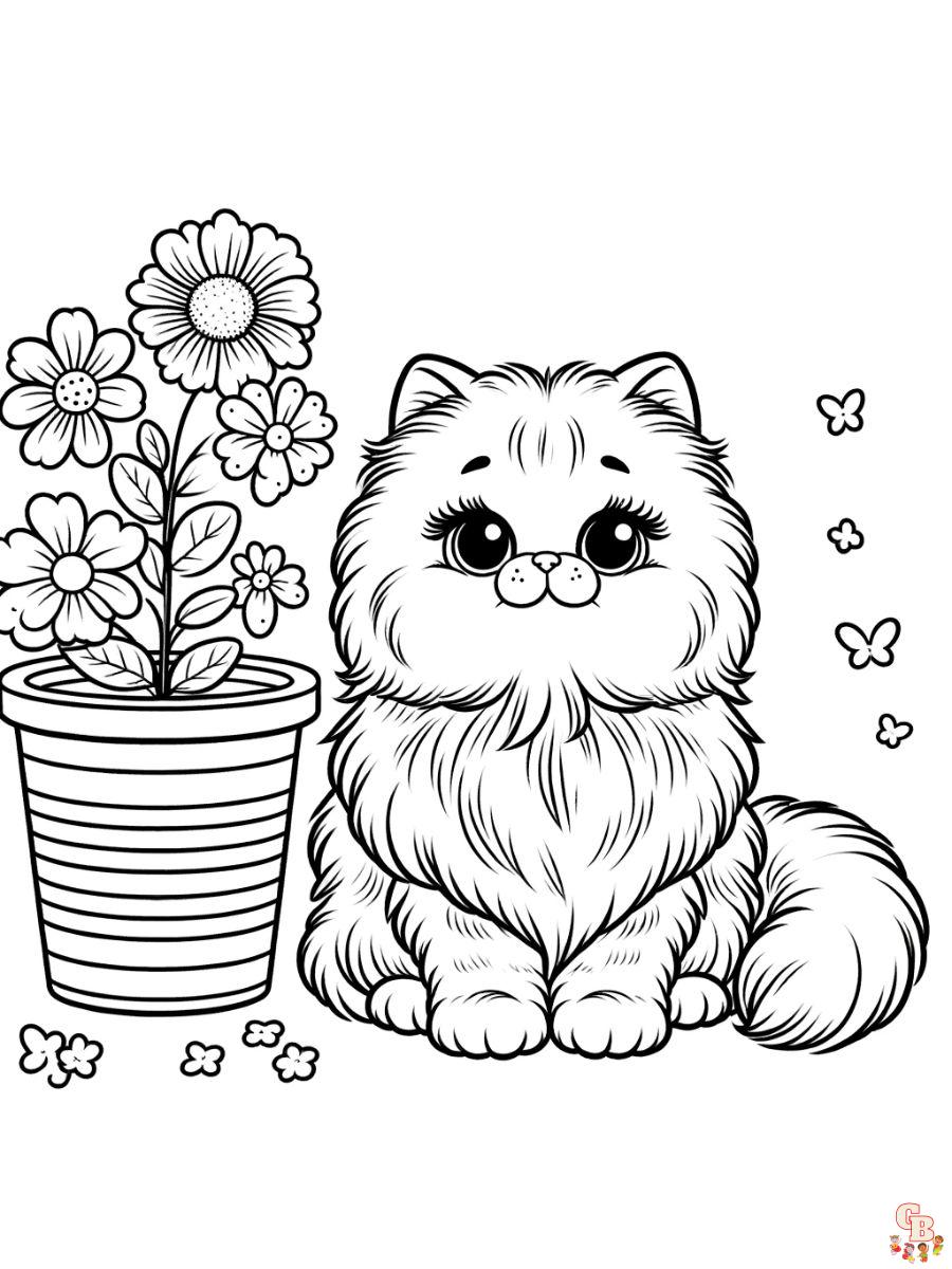 Persian cat coloring pages simple