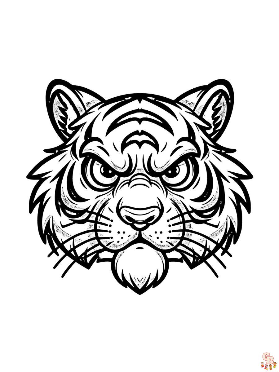 Printable Angry Tiger Coloring Pages