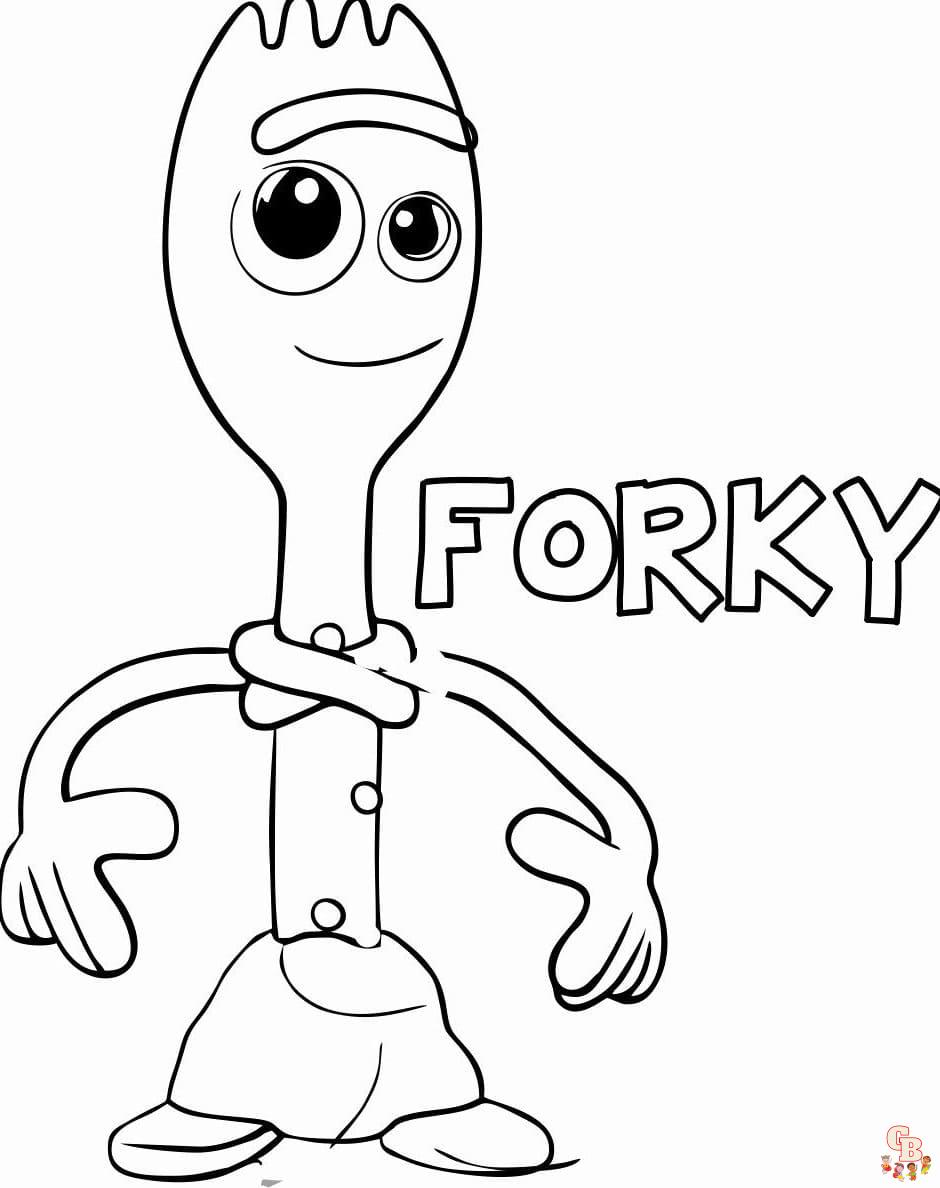 Printable Forky coloring sheets