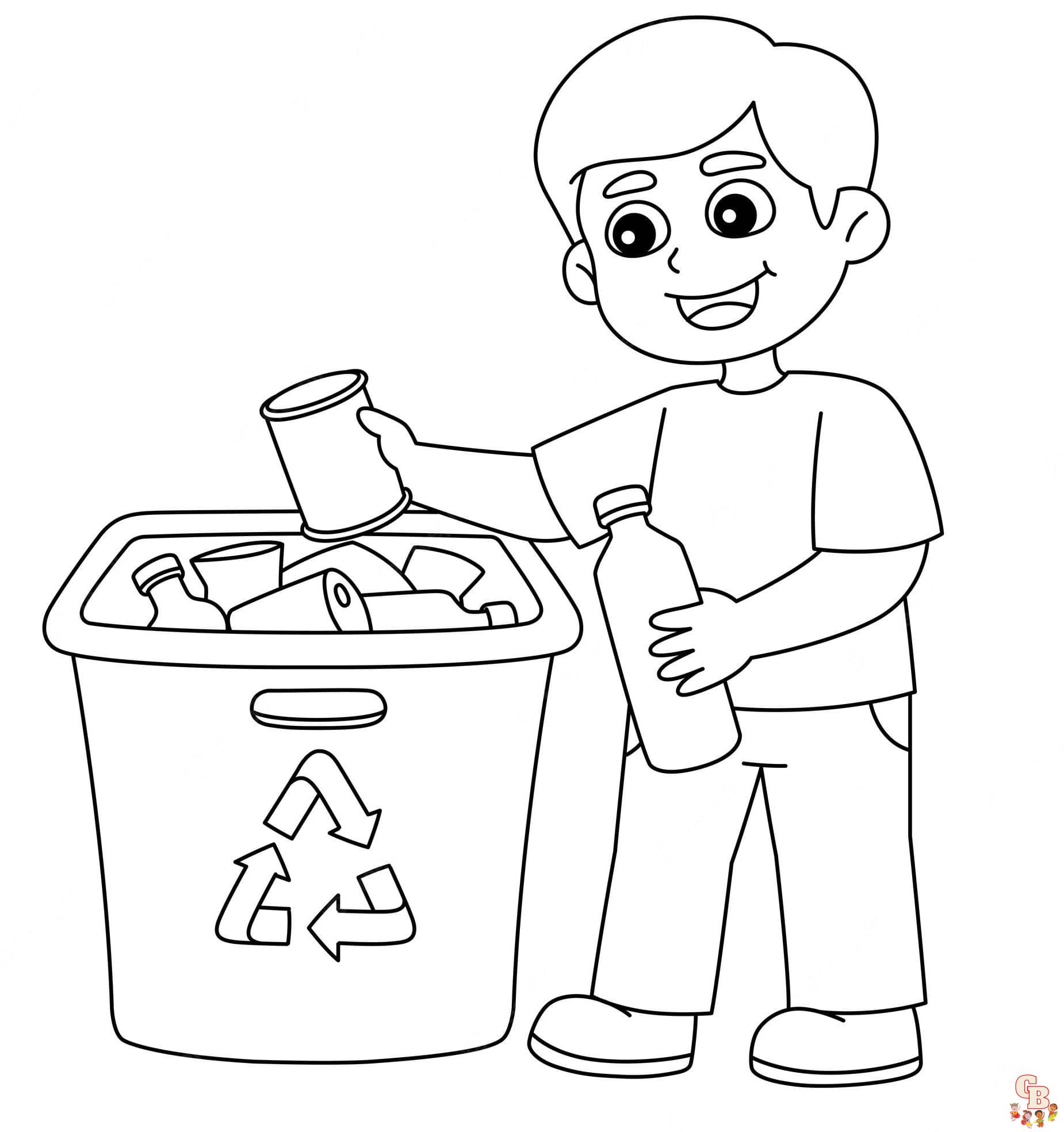 Printable Recycling coloring sheets