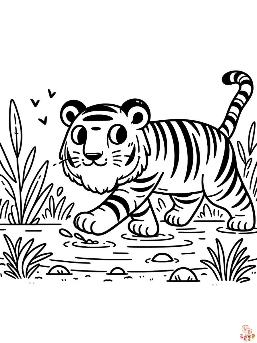 Printable Tiger Hunting Coloring Pages