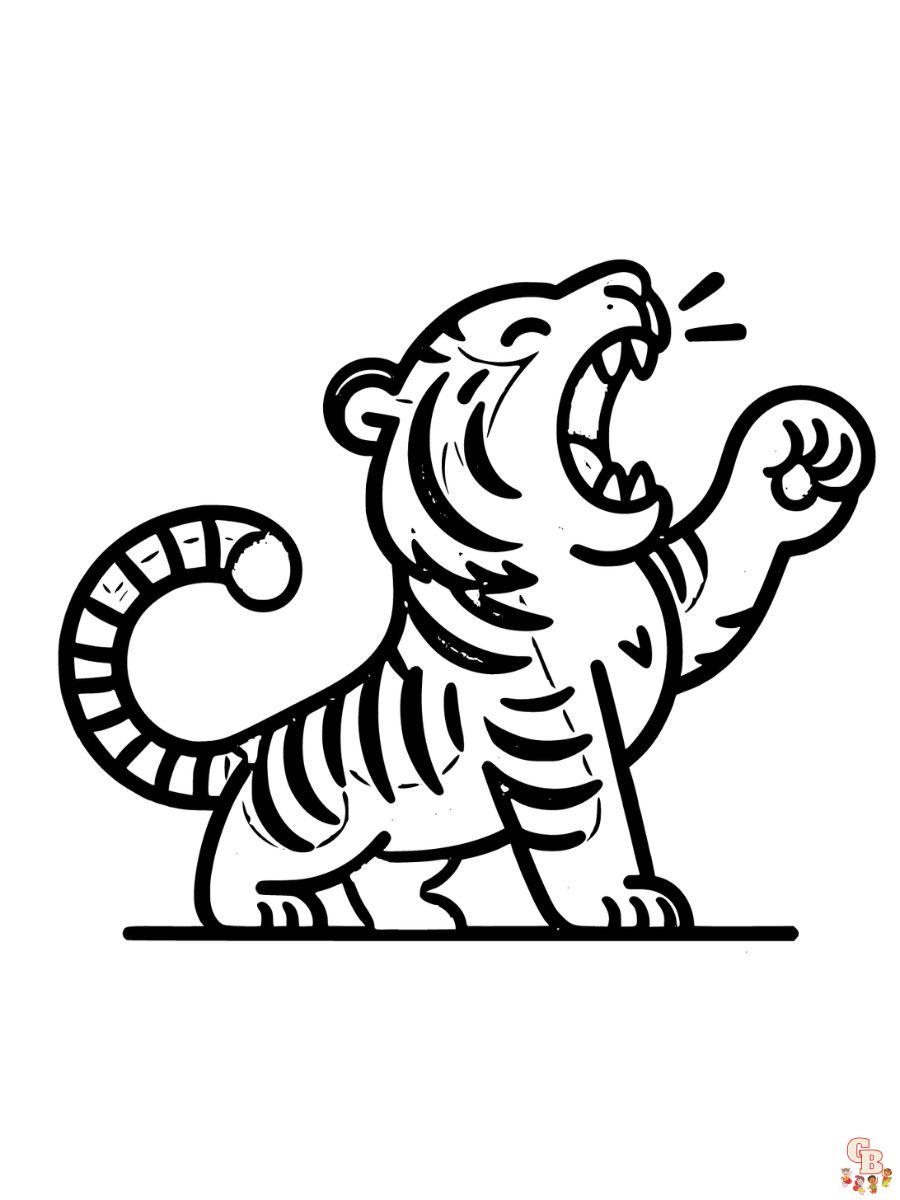 Printable Tiger Roaring Coloring Pages