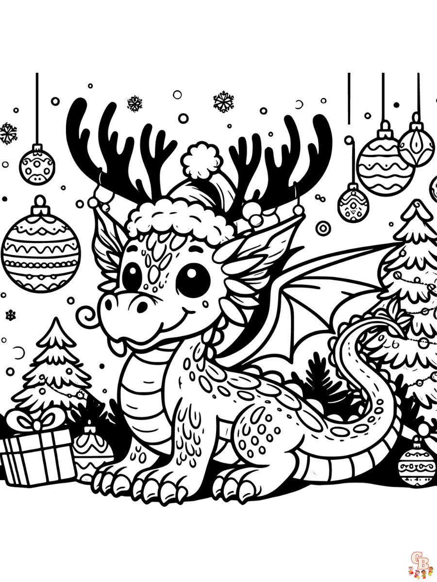 Printable christmas dragon coloring pages