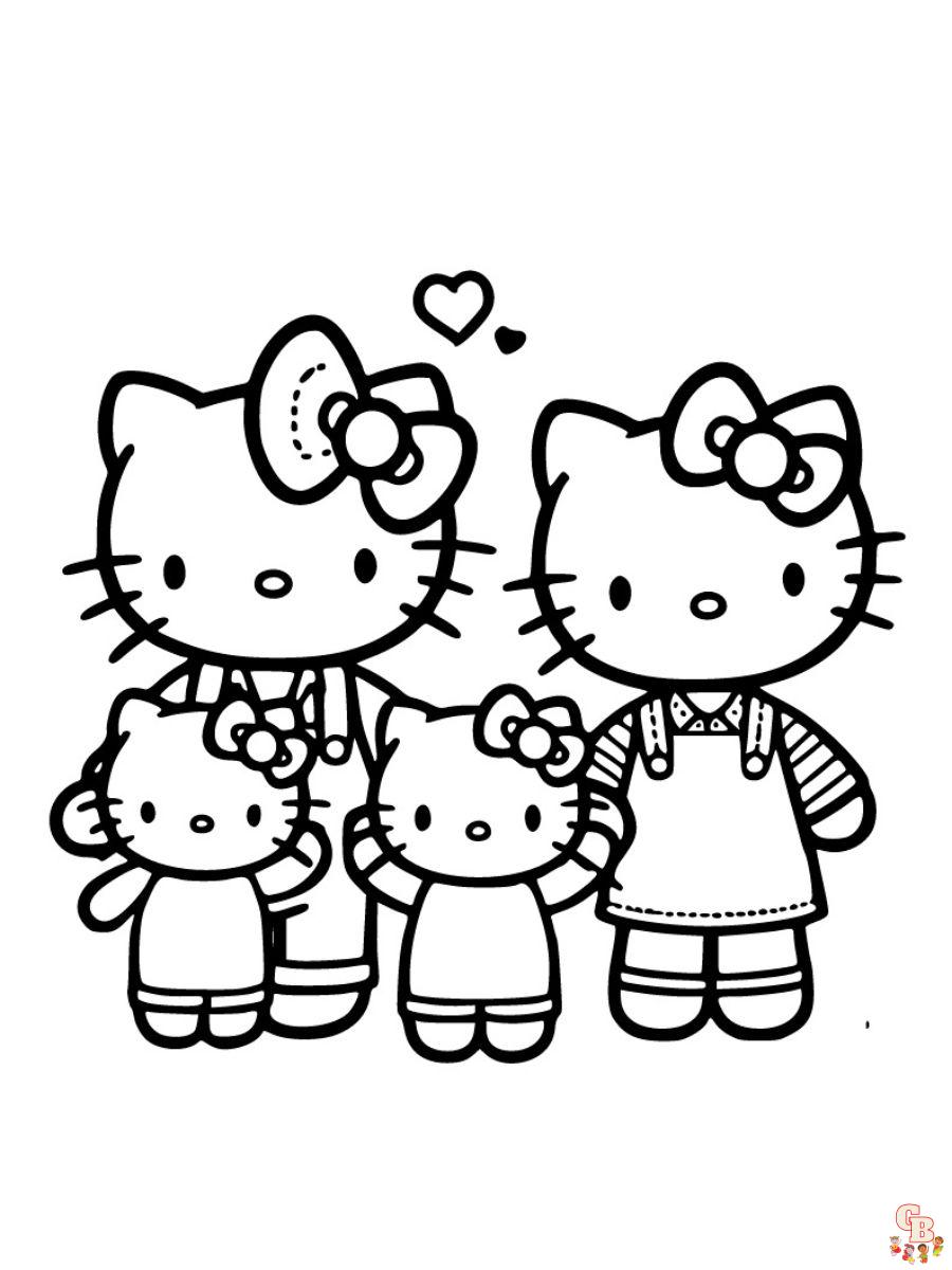 Printable hello kitty family coloring pages