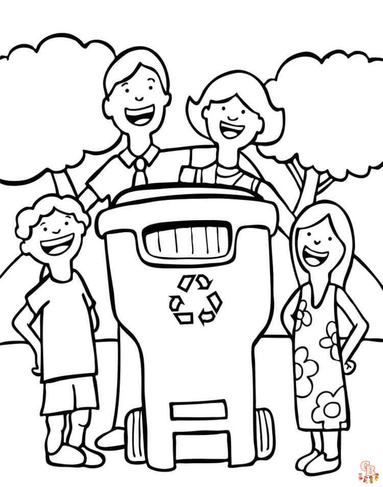 Recycling coloring pages free