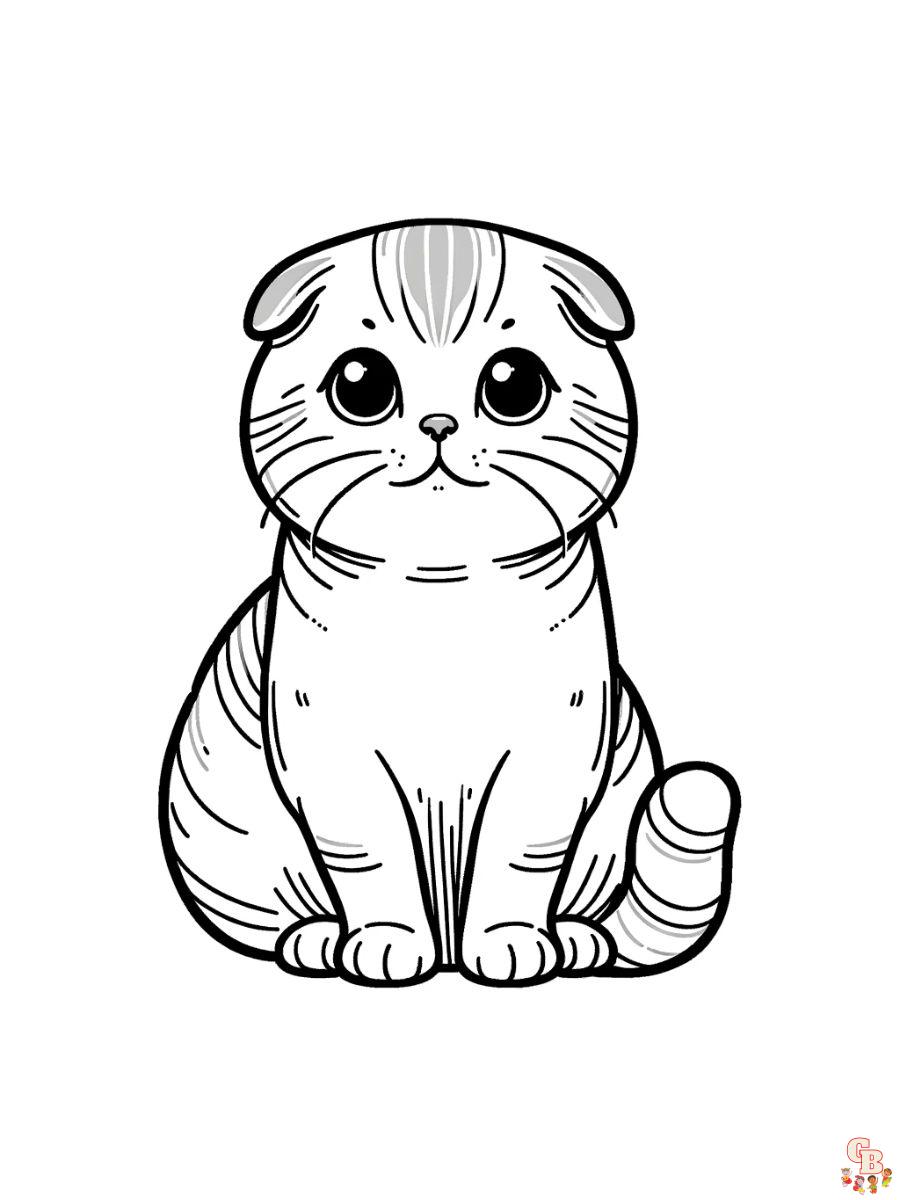 Scottish Fold cat coloring page