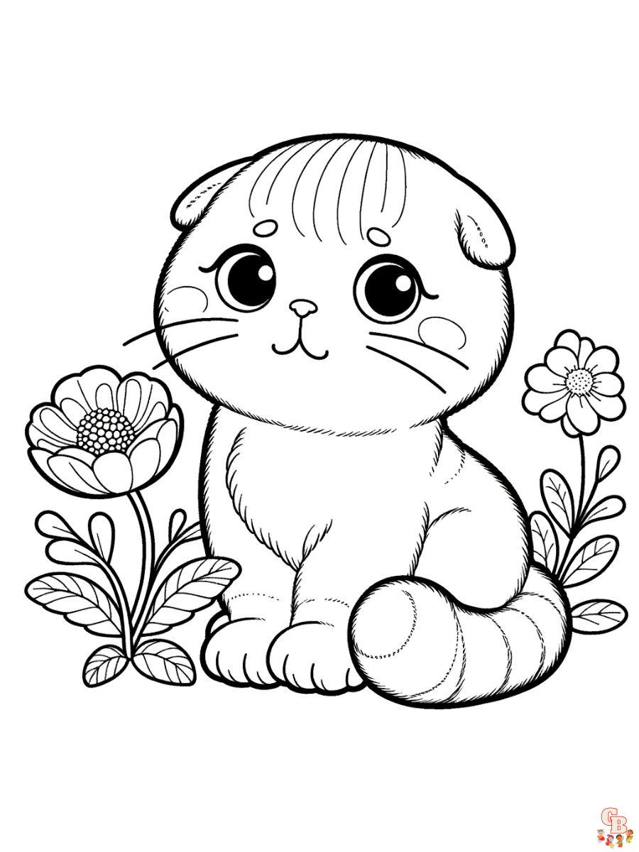 Scottish Fold cat coloring pages Free