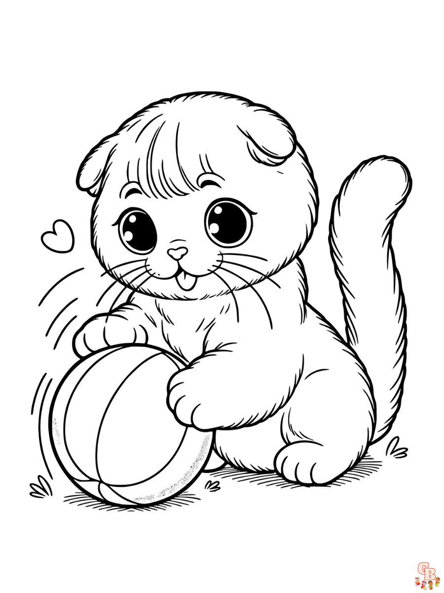 Scottish Fold cat coloring pages