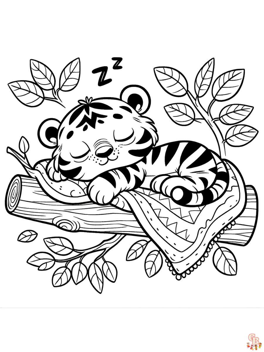 Sleeping Tiger Coloring Page