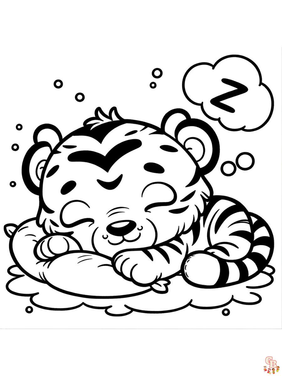 Sleeping Tiger Coloring Pages free