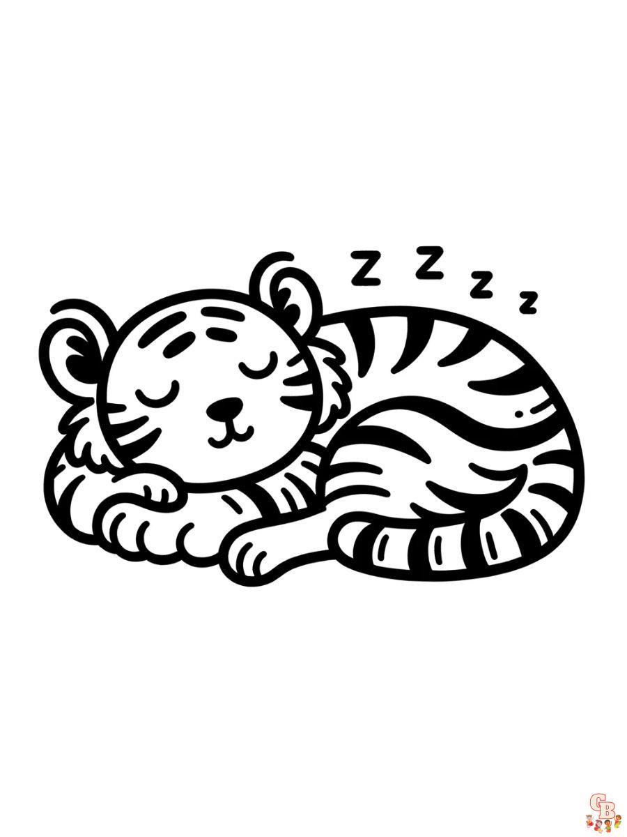 Sleeping Tiger Coloring Pages to print