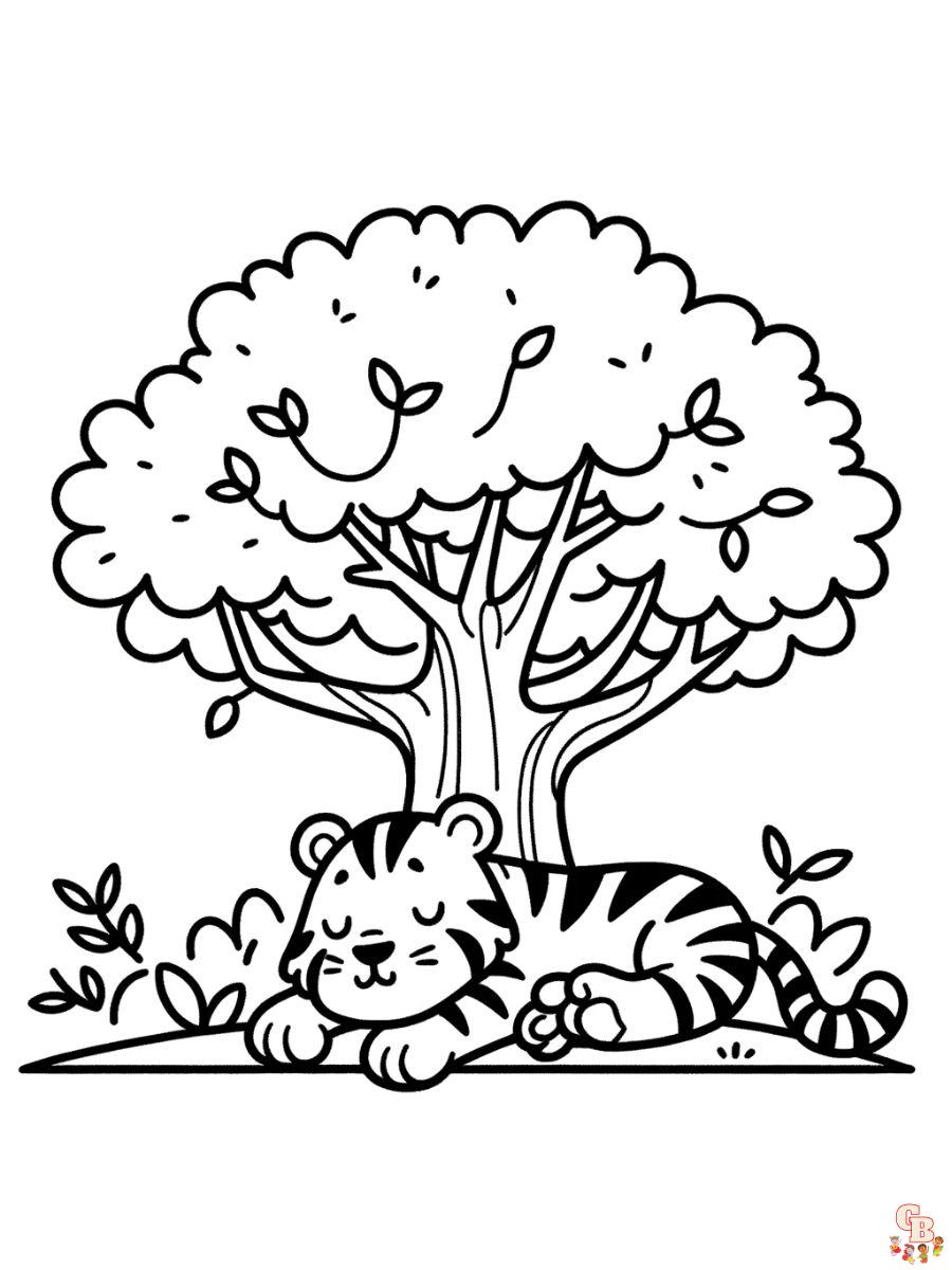 Sleeping Tiger Coloring Pages