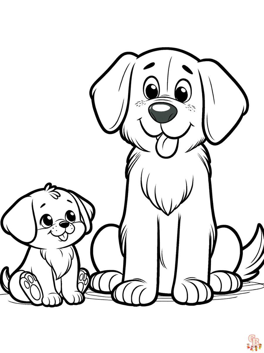 Small Dog and Big Dog coloring page