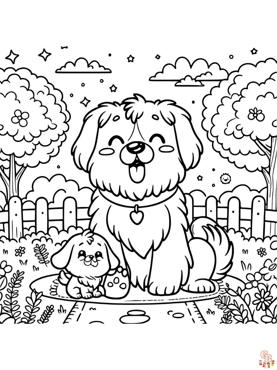 Small Dog and Big Dog coloring pages for kids