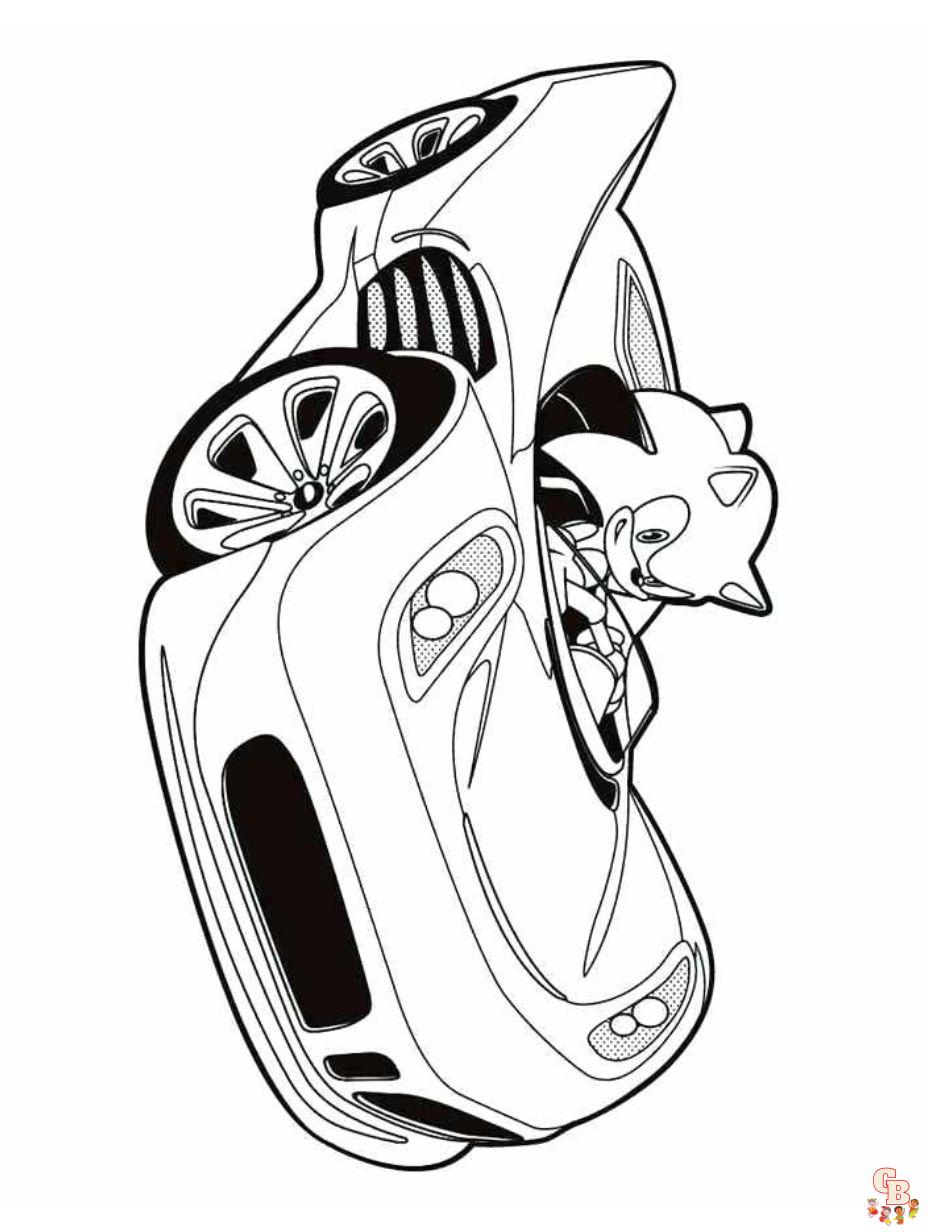 Sonic Driving Car Coloring Pages